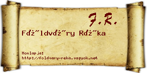 Földváry Réka névjegykártya